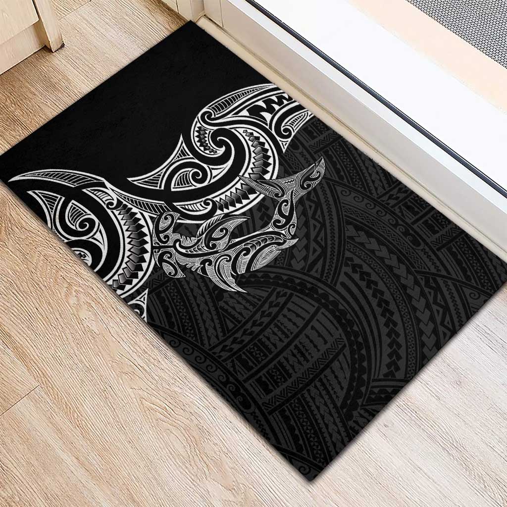 New Zealand Hammerhead Shark Rubber Doormat Maori Haehae Mangopare Black - Vibe Hoodie