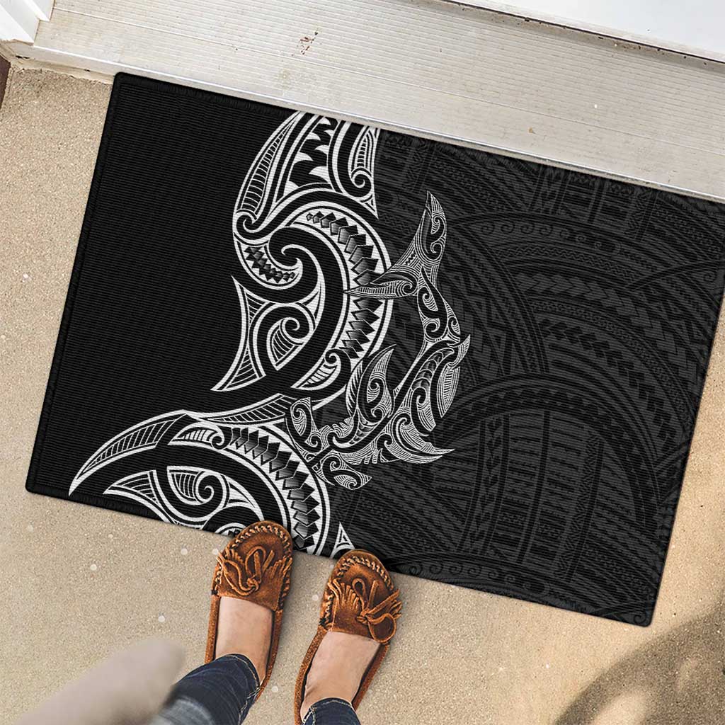 New Zealand Hammerhead Shark Rubber Doormat Maori Haehae Mangopare Black - Vibe Hoodie