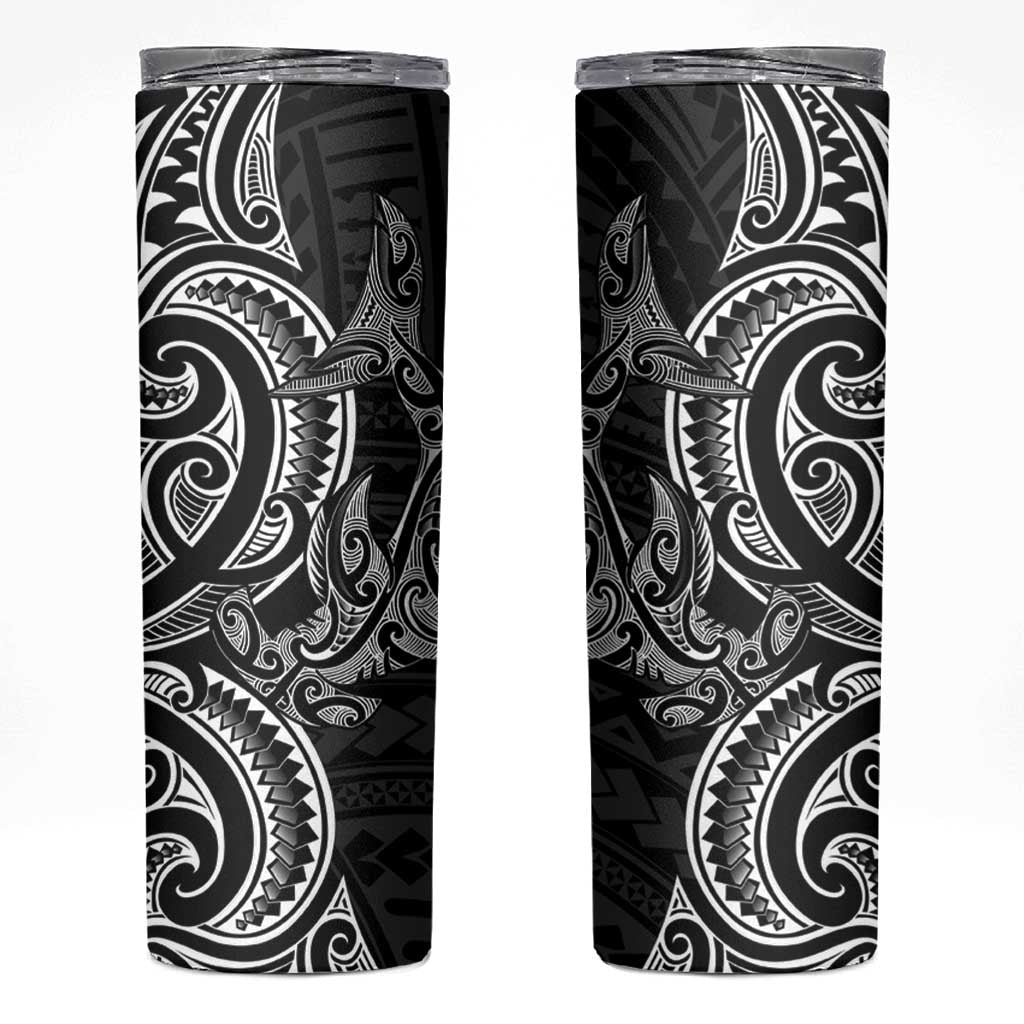 New Zealand Hammerhead Shark Skinny Tumbler Maori Haehae Mangopare Black - Vibe Hoodie