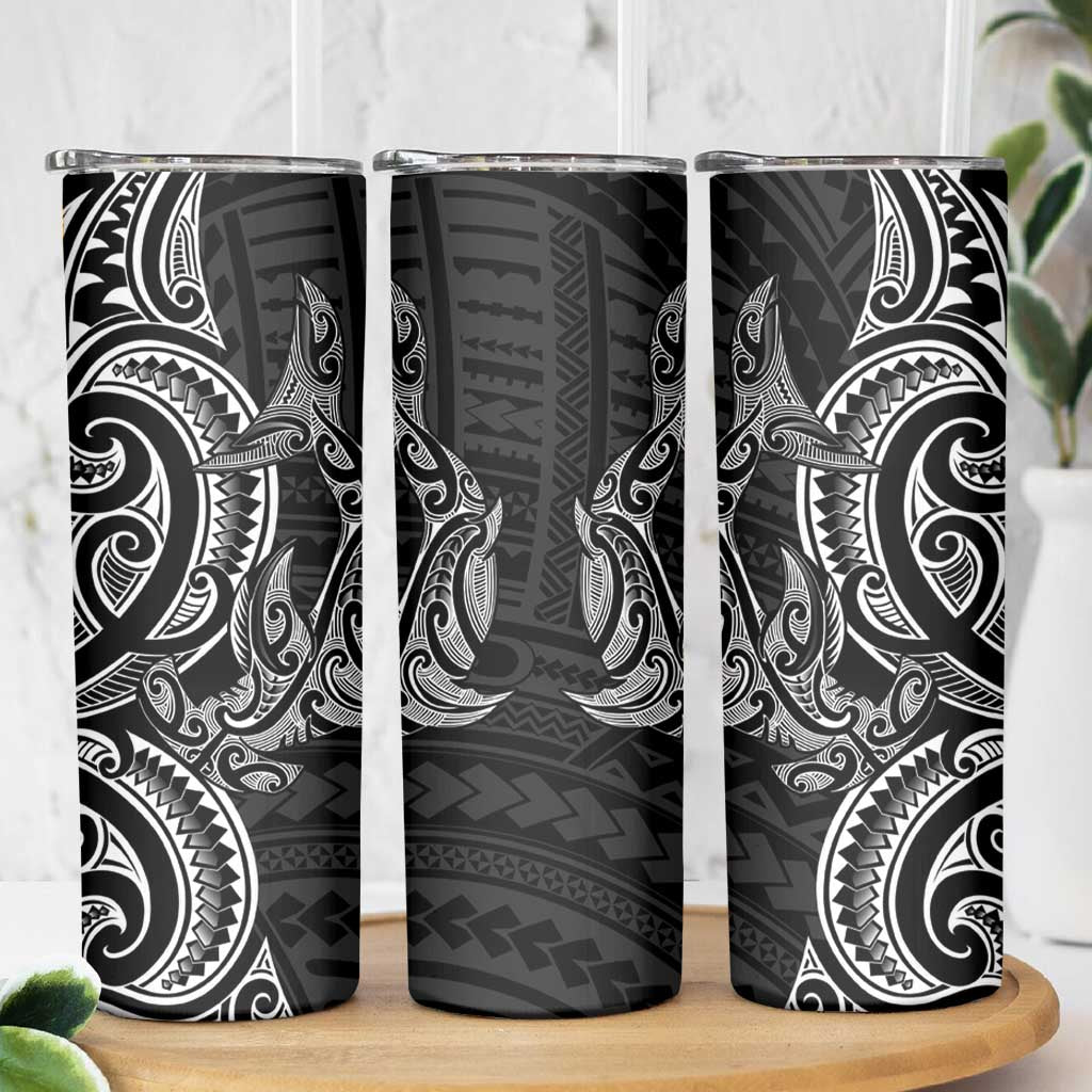 New Zealand Hammerhead Shark Skinny Tumbler Maori Haehae Mangopare Black - Vibe Hoodie