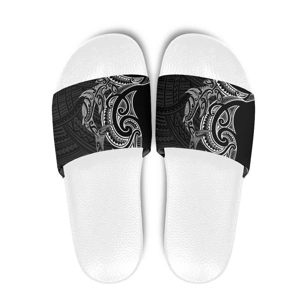 New Zealand Hammerhead Shark Slide Sandals Maori Haehae Mangopare Black - Vibe Hoodie