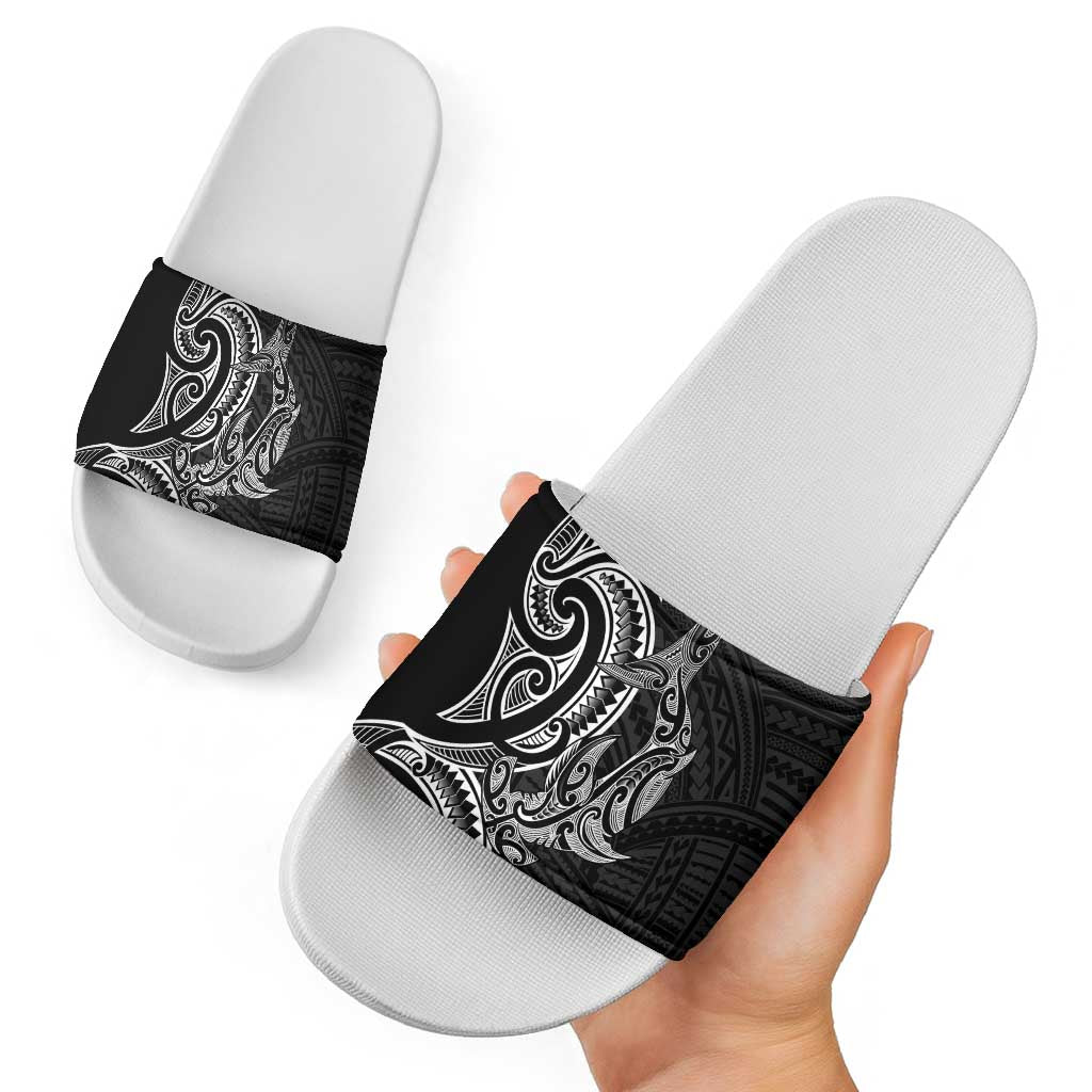 New Zealand Hammerhead Shark Slide Sandals Maori Haehae Mangopare Black - Vibe Hoodie