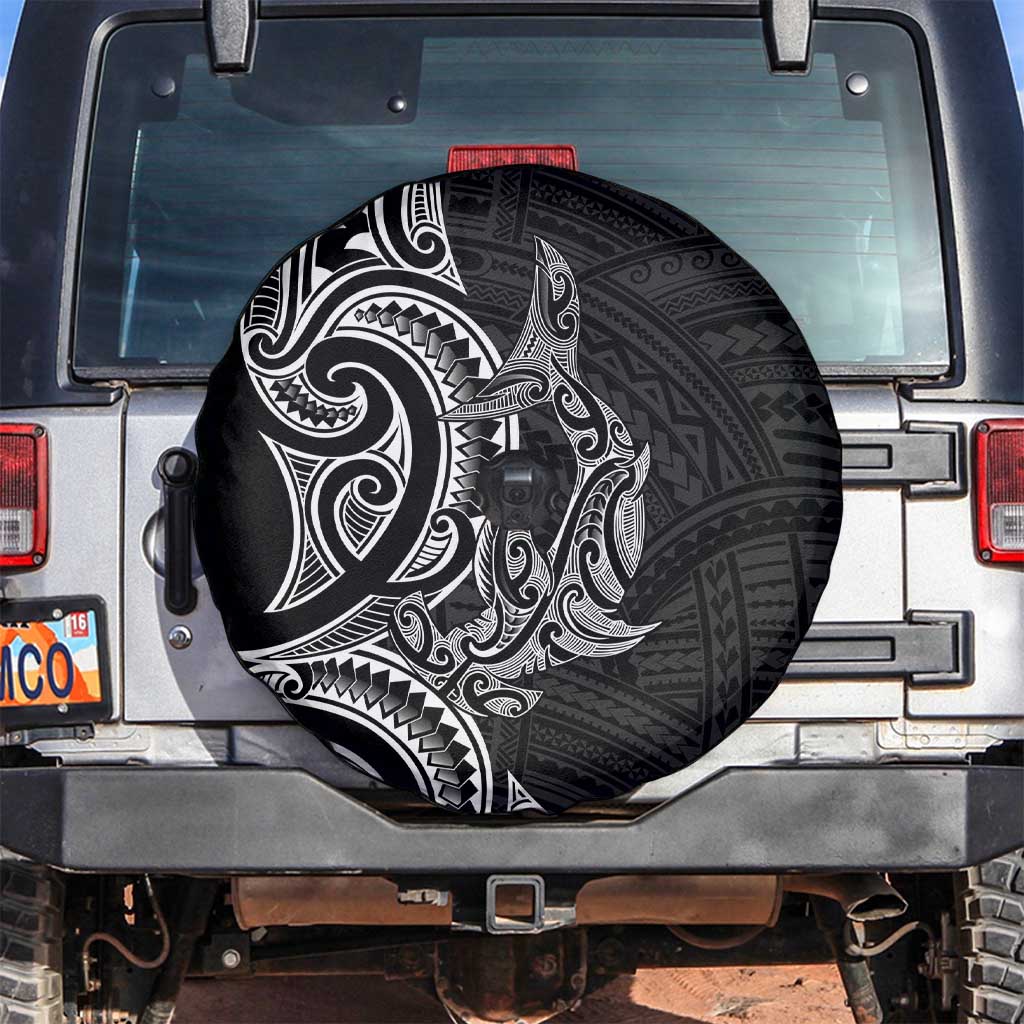 New Zealand Hammerhead Shark Spare Tire Cover Maori Haehae Mangopare Black - Vibe Hoodie