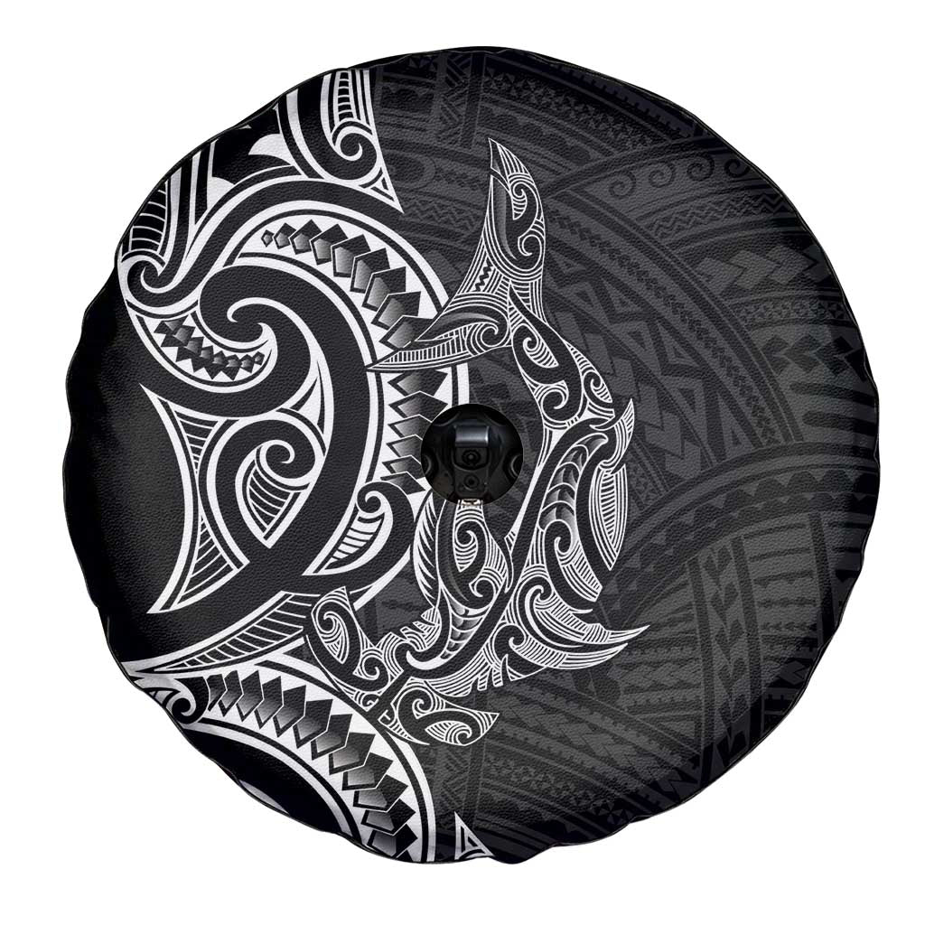 New Zealand Hammerhead Shark Spare Tire Cover Maori Haehae Mangopare Black - Vibe Hoodie