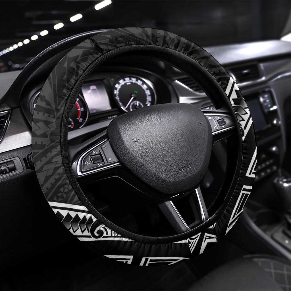 New Zealand Hammerhead Shark Steering Wheel Cover Maori Haehae Mangopare Black - Vibe Hoodie