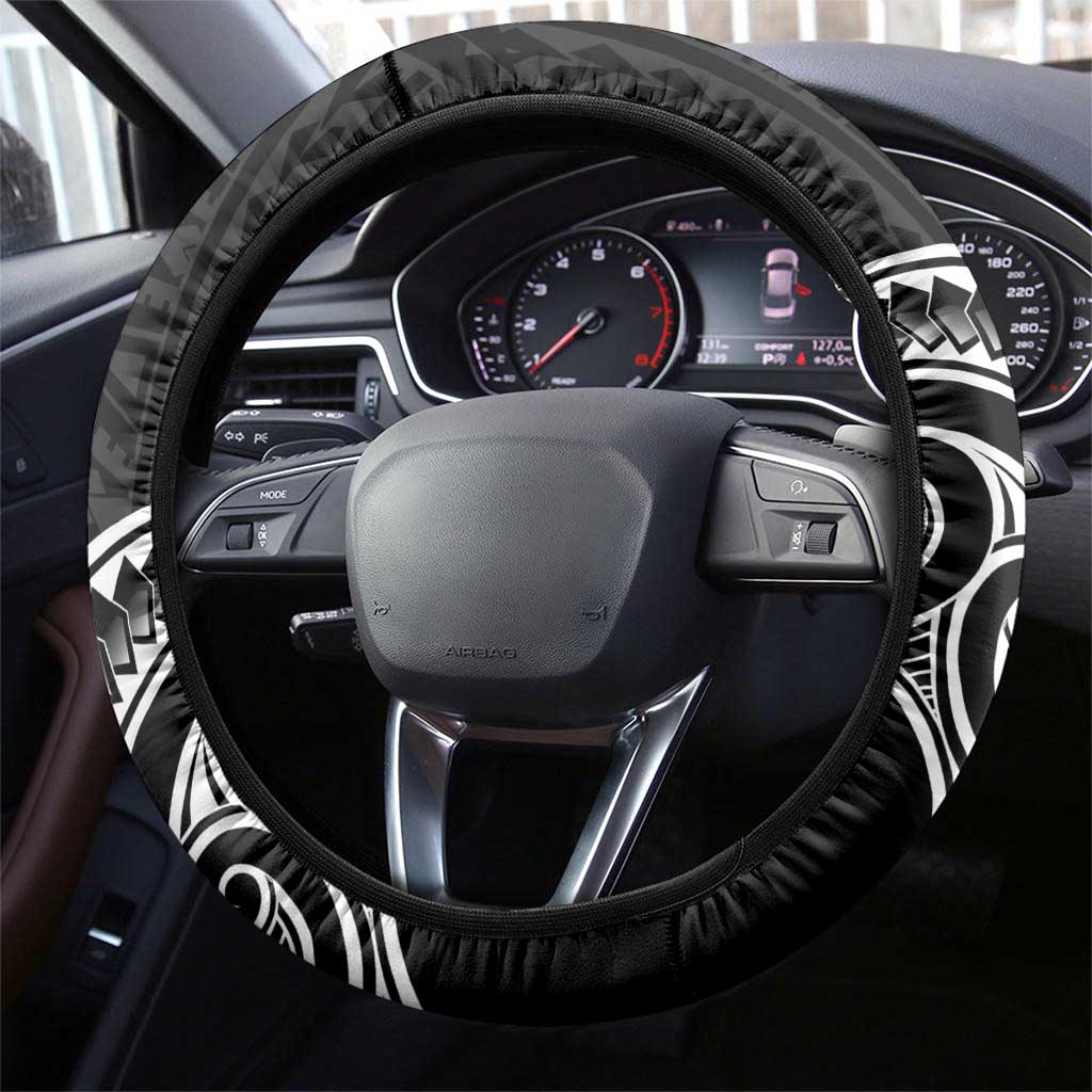 New Zealand Hammerhead Shark Steering Wheel Cover Maori Haehae Mangopare Black - Vibe Hoodie