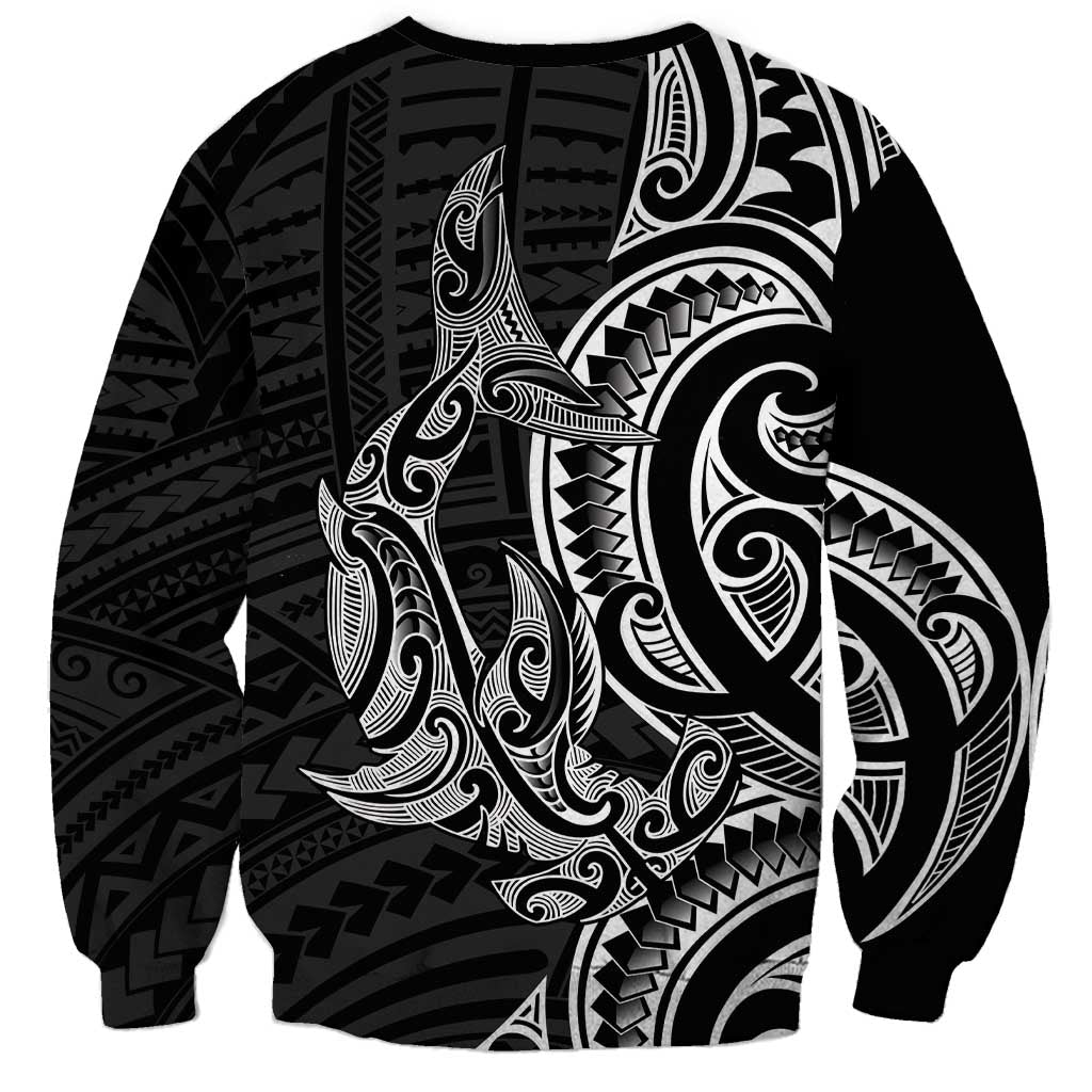 New Zealand Hammerhead Shark Sweatshirt Maori Haehae Mangopare Black - Vibe Hoodie