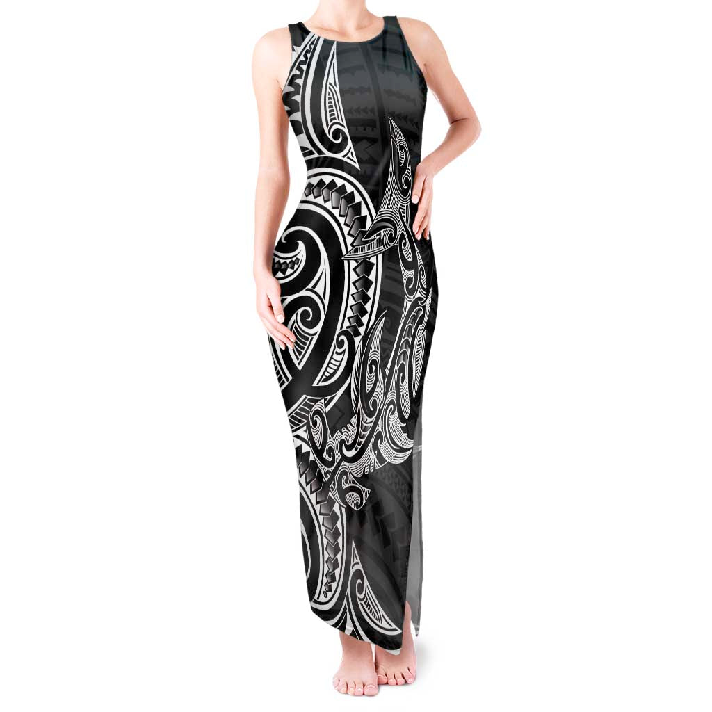 New Zealand Hammerhead Shark Tank Maxi Dress Maori Haehae Mangopare Black - Vibe Hoodie