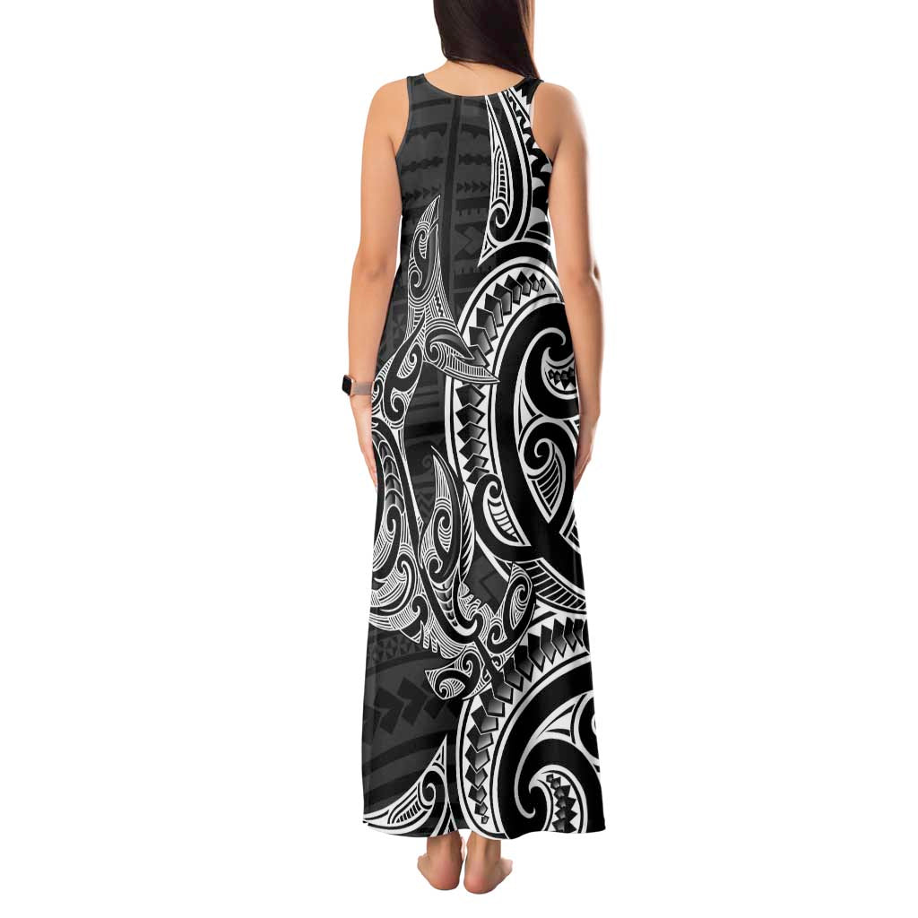 New Zealand Hammerhead Shark Tank Maxi Dress Maori Haehae Mangopare Black - Vibe Hoodie