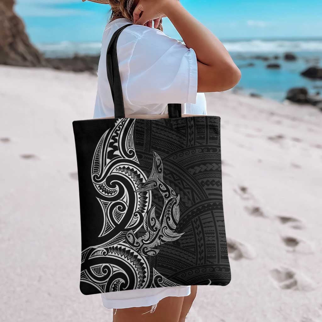 New Zealand Hammerhead Shark Tote Bag Maori Haehae Mangopare Black - Vibe Hoodie