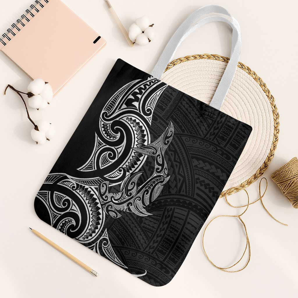 New Zealand Hammerhead Shark Tote Bag Maori Haehae Mangopare Black - Vibe Hoodie