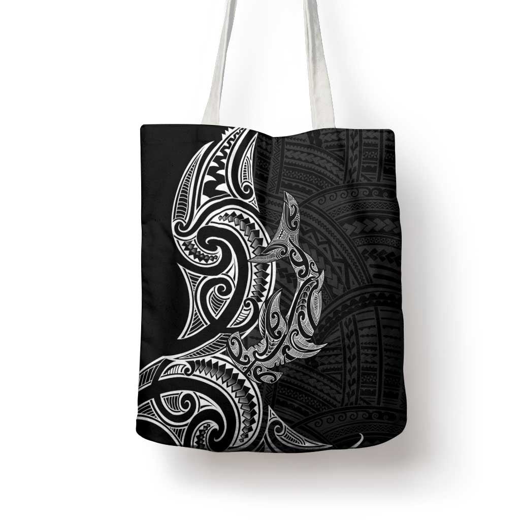 New Zealand Hammerhead Shark Tote Bag Maori Haehae Mangopare Black - Vibe Hoodie