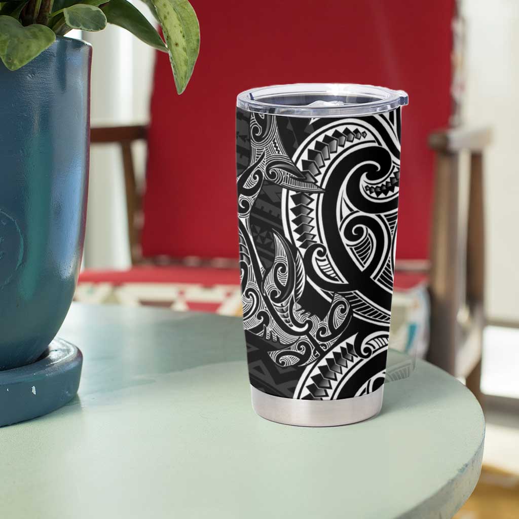 New Zealand Hammerhead Shark Tumbler Cup Maori Haehae Mangopare Black - Vibe Hoodie