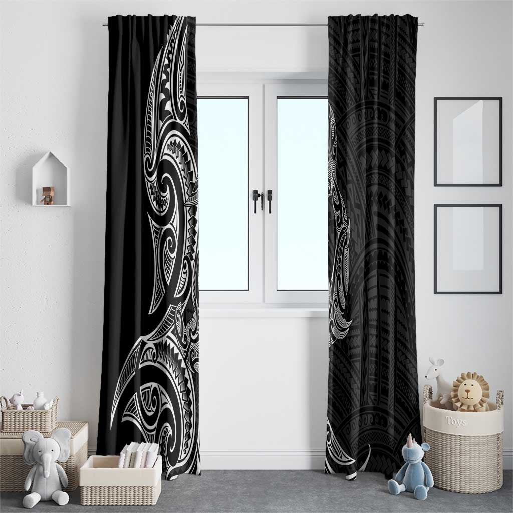 New Zealand Hammerhead Shark Window Curtain Maori Haehae Mangopare Black - Vibe Hoodie