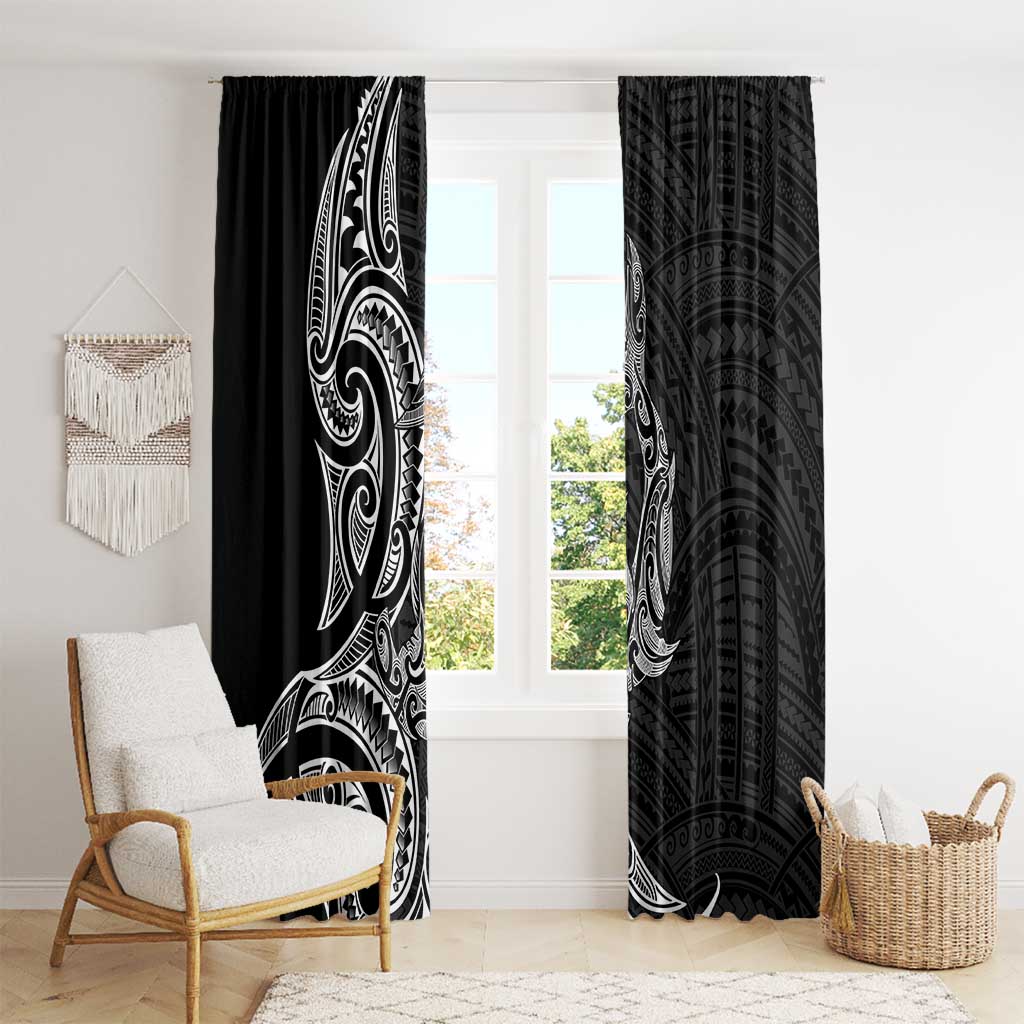 New Zealand Hammerhead Shark Window Curtain Maori Haehae Mangopare Black - Vibe Hoodie