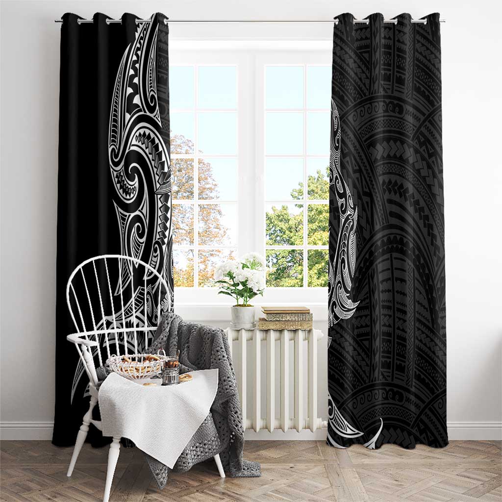 New Zealand Hammerhead Shark Window Curtain Maori Haehae Mangopare Black - Vibe Hoodie