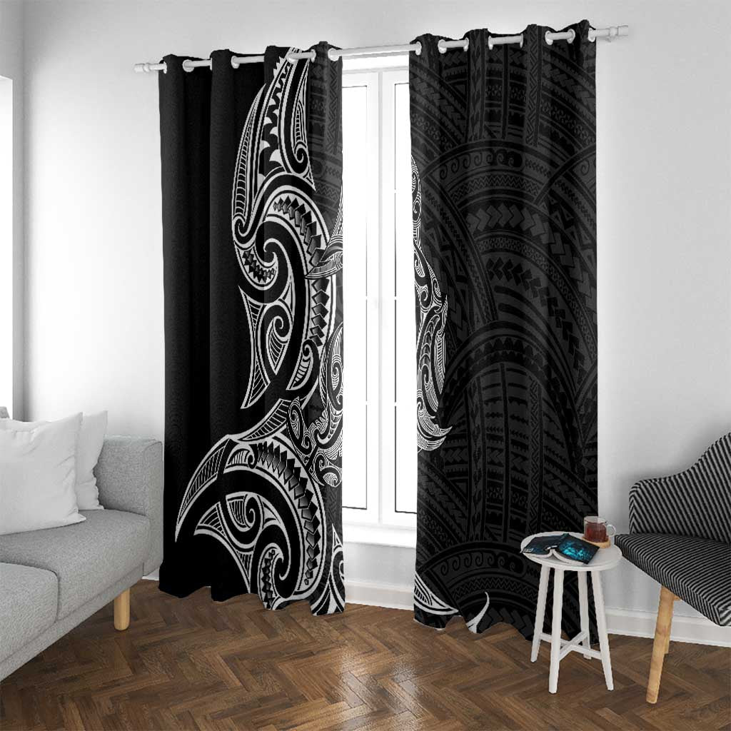 New Zealand Hammerhead Shark Window Curtain Maori Haehae Mangopare Black - Vibe Hoodie
