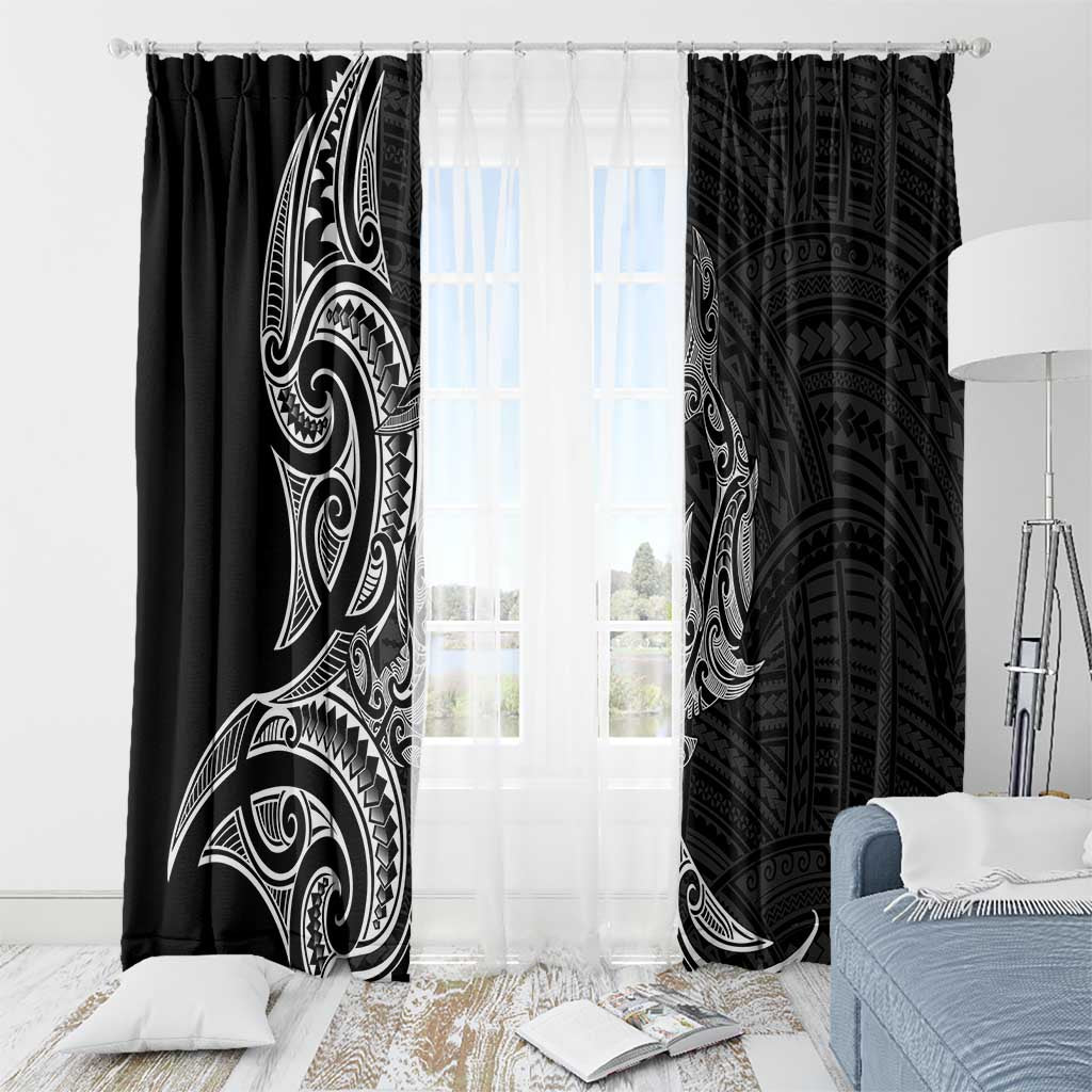 New Zealand Hammerhead Shark Window Curtain Maori Haehae Mangopare Black - Vibe Hoodie