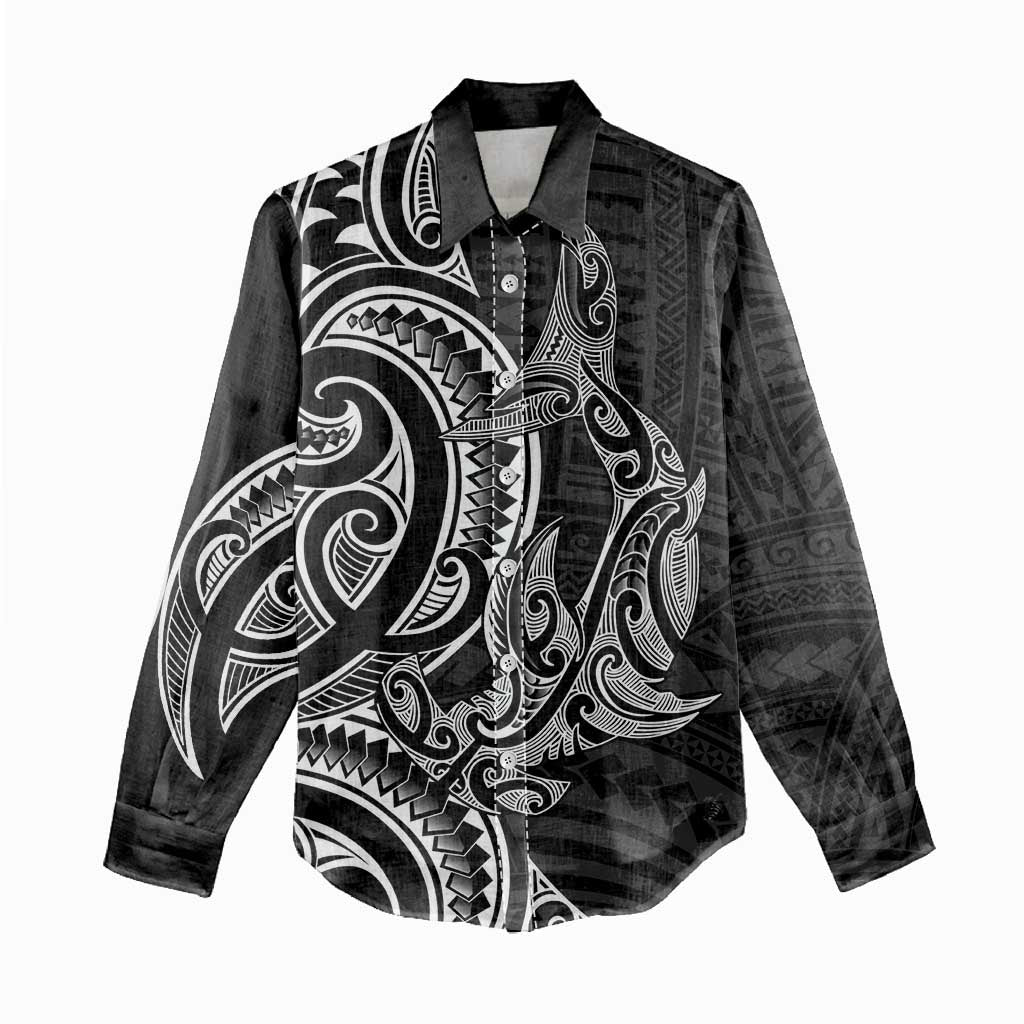 New Zealand Hammerhead Shark Women Casual Shirt Maori Haehae Mangopare Black - Vibe Hoodie