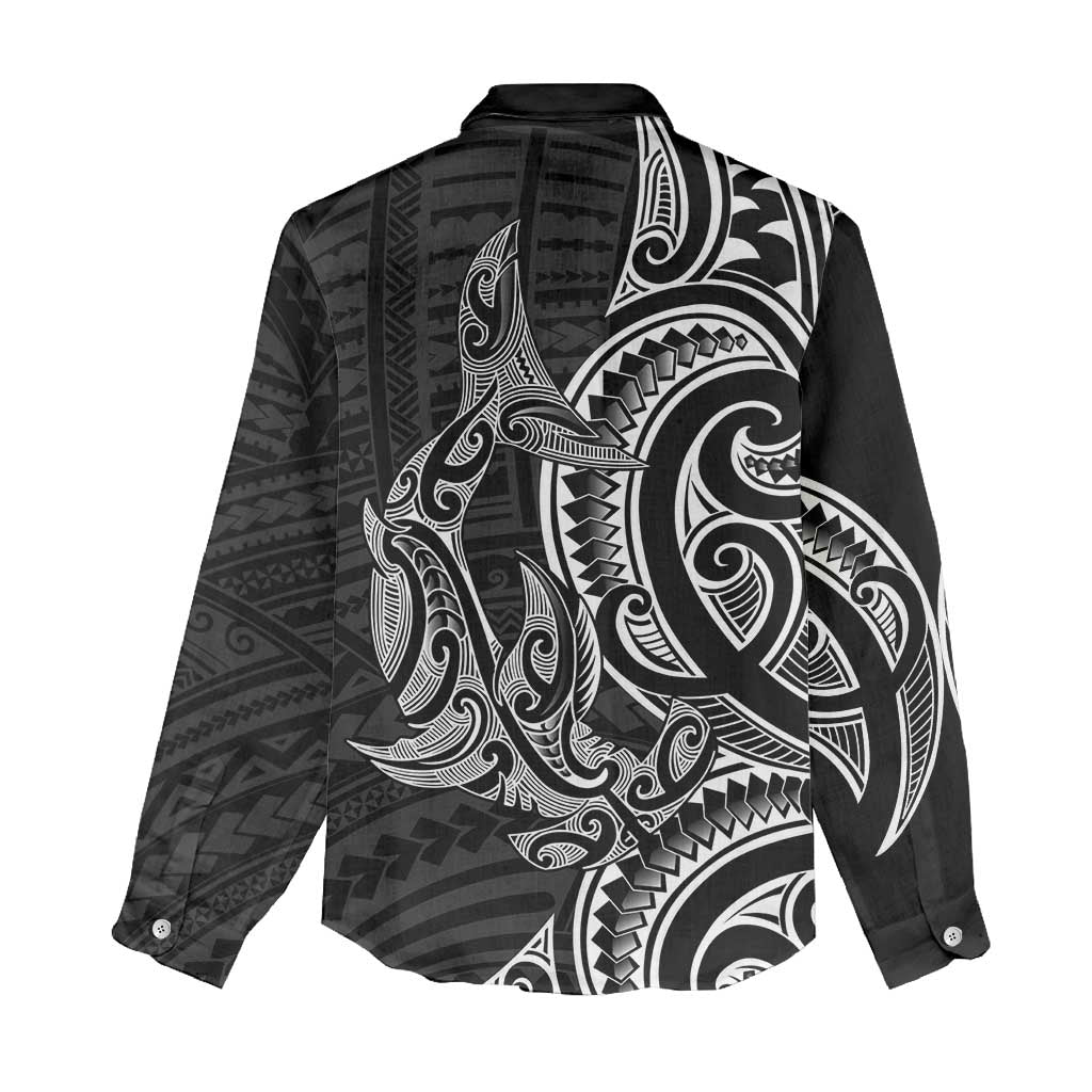 New Zealand Hammerhead Shark Women Casual Shirt Maori Haehae Mangopare Black - Vibe Hoodie