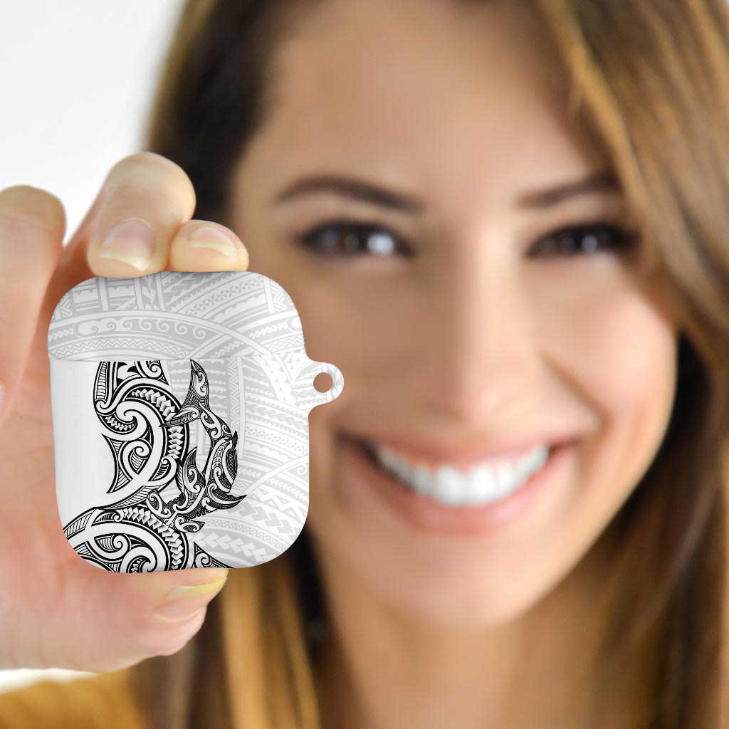 New Zealand Hammerhead Shark AirPods Case Maori Haehae Mangopare White - Vibe Hoodie