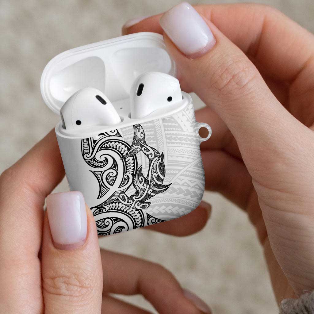 New Zealand Hammerhead Shark AirPods Case Maori Haehae Mangopare White - Vibe Hoodie