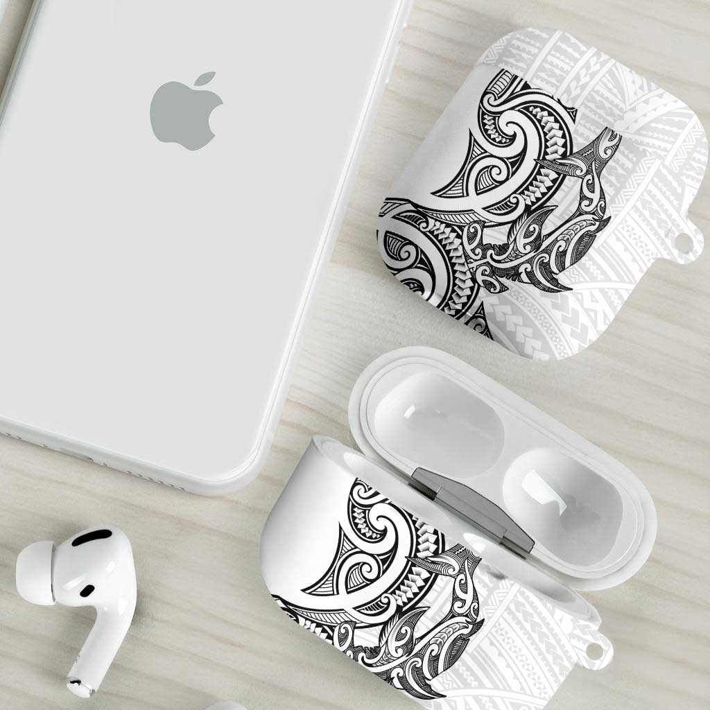 New Zealand Hammerhead Shark AirPods Case Maori Haehae Mangopare White - Vibe Hoodie