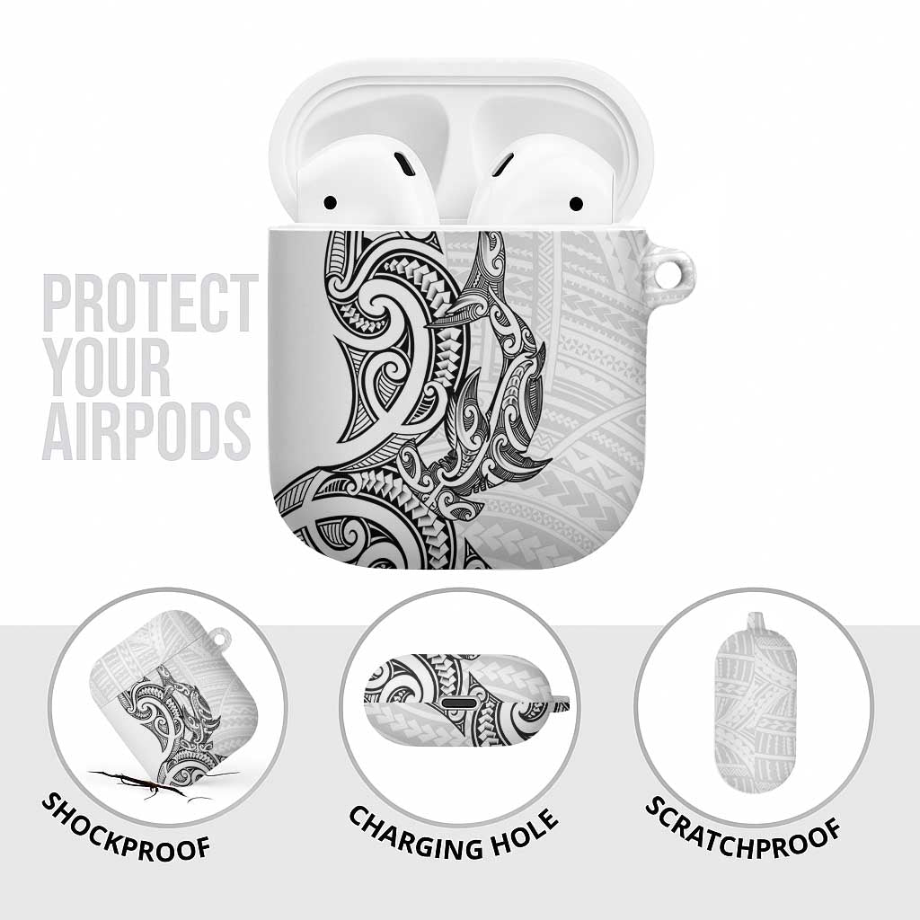 New Zealand Hammerhead Shark AirPods Case Maori Haehae Mangopare White - Vibe Hoodie