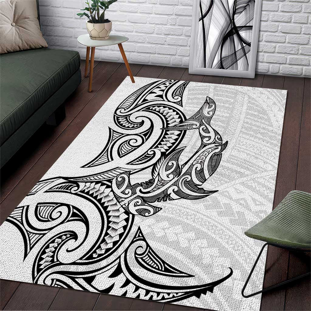 New Zealand Hammerhead Shark Area Rug Maori Haehae Mangopare White - Vibe Hoodie