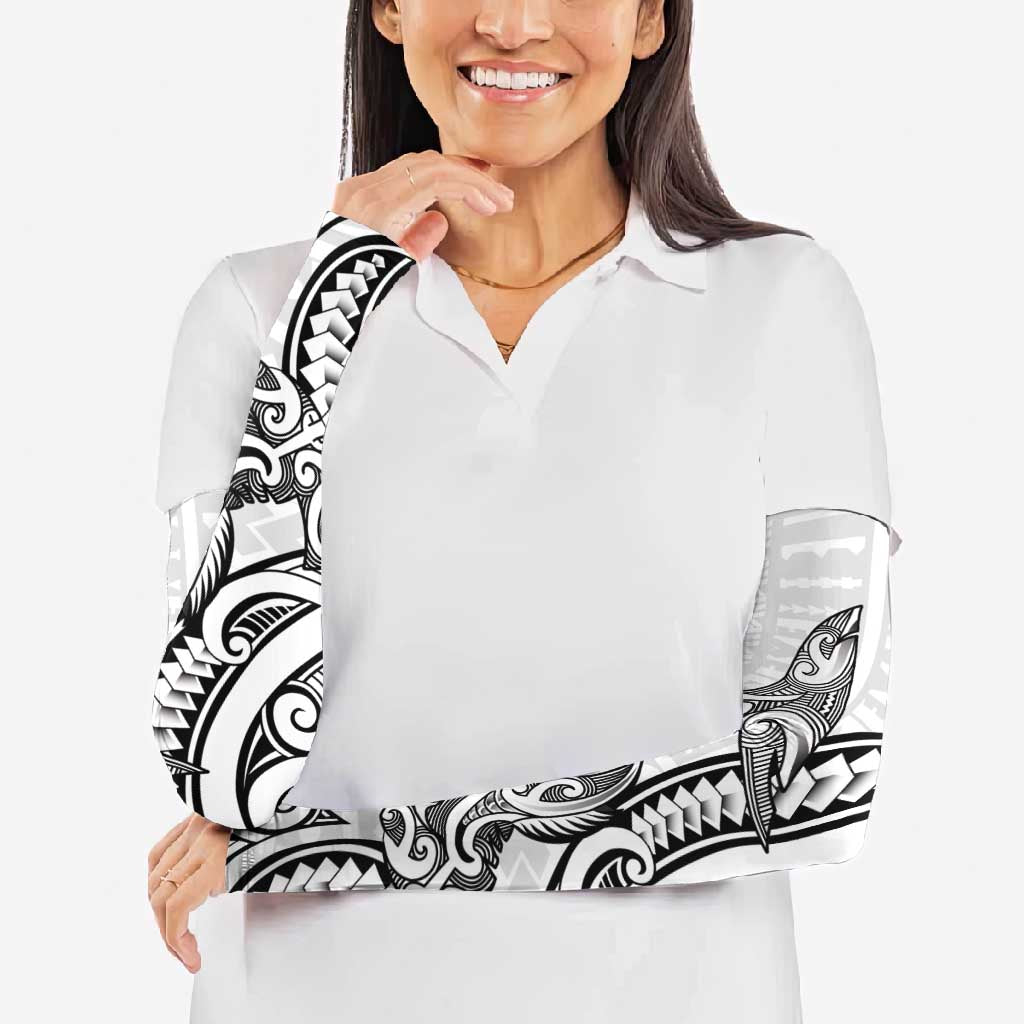 New Zealand Hammerhead Shark Arm Sleeves Maori Haehae Mangopare White - Vibe Hoodie