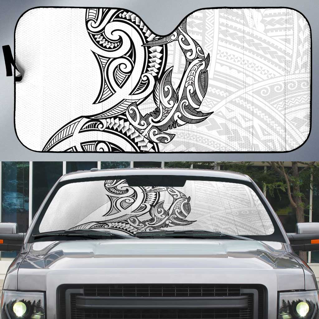 New Zealand Hammerhead Shark Auto Sun Shade Maori Haehae Mangopare White - Vibe Hoodie