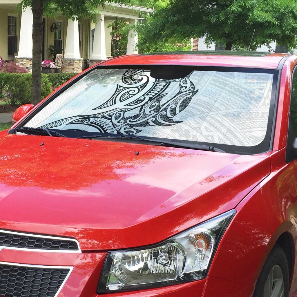 New Zealand Hammerhead Shark Auto Sun Shade Maori Haehae Mangopare White - Vibe Hoodie