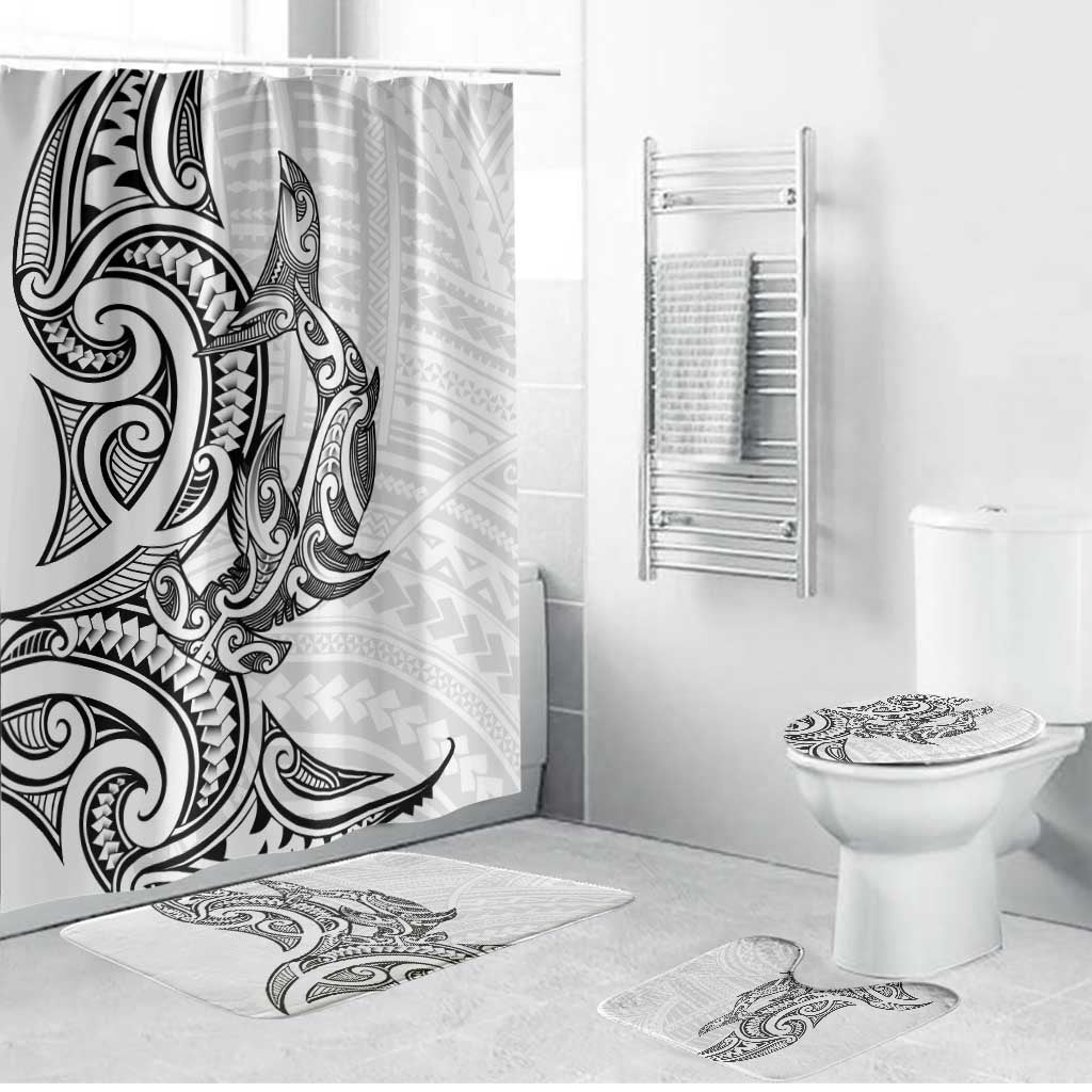 New Zealand Hammerhead Shark Bathroom Set Maori Haehae Mangopare White - Vibe Hoodie