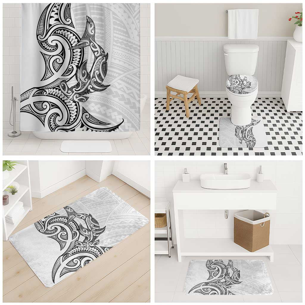New Zealand Hammerhead Shark Bathroom Set Maori Haehae Mangopare White - Vibe Hoodie