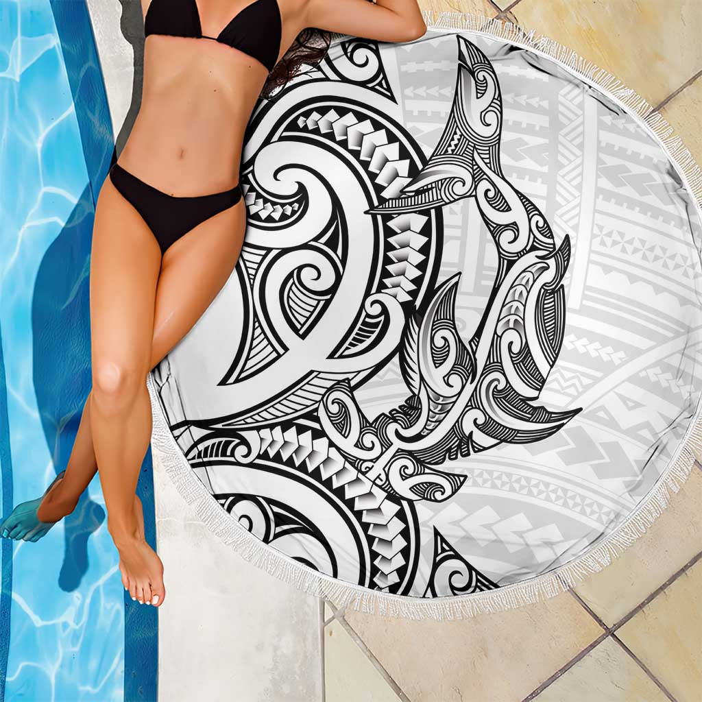 New Zealand Hammerhead Shark Beach Blanket Maori Haehae Mangopare White - Vibe Hoodie