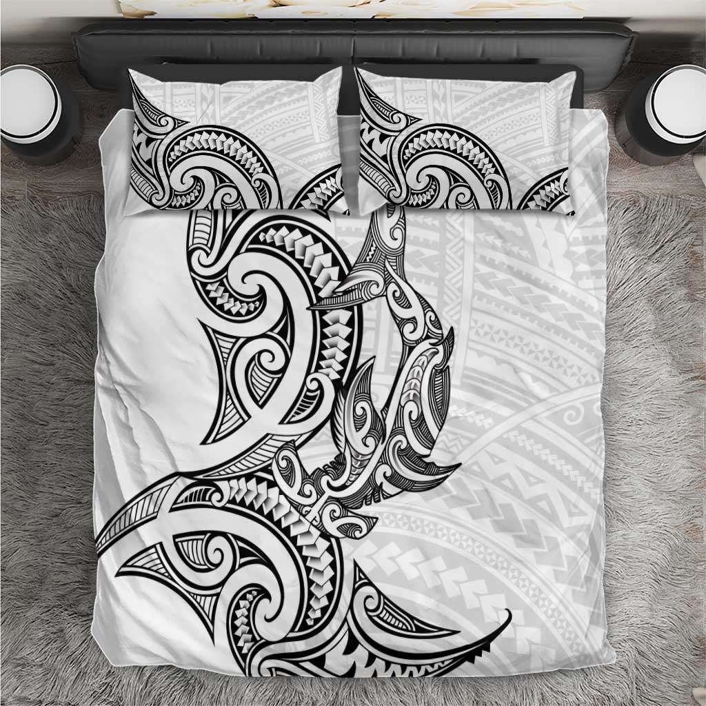New Zealand Hammerhead Shark Bedding Set Maori Haehae Mangopare White - Vibe Hoodie