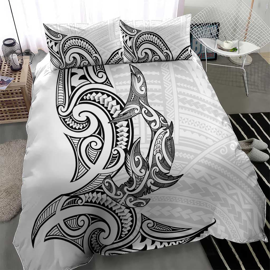 New Zealand Hammerhead Shark Bedding Set Maori Haehae Mangopare White - Vibe Hoodie
