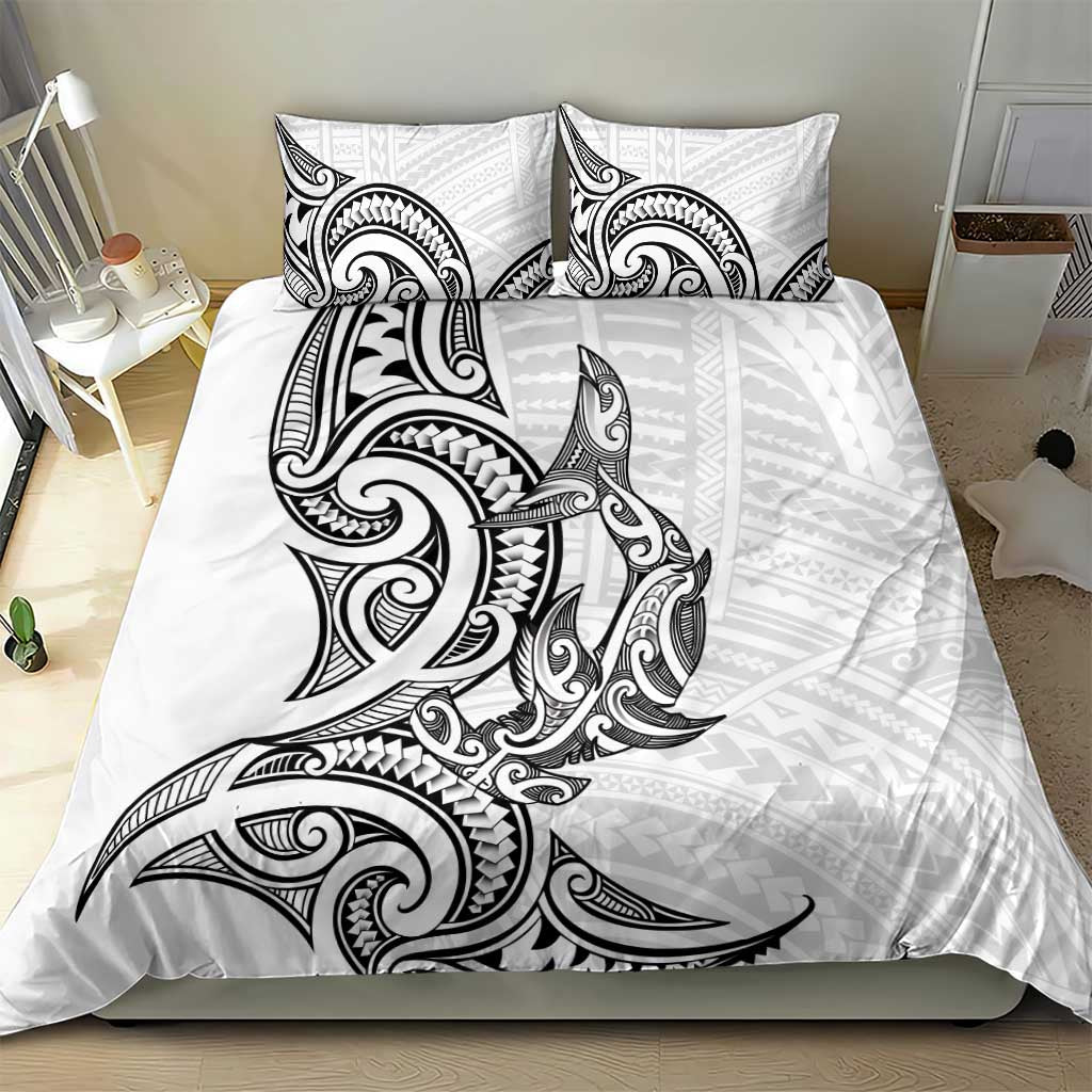 New Zealand Hammerhead Shark Bedding Set Maori Haehae Mangopare White - Vibe Hoodie