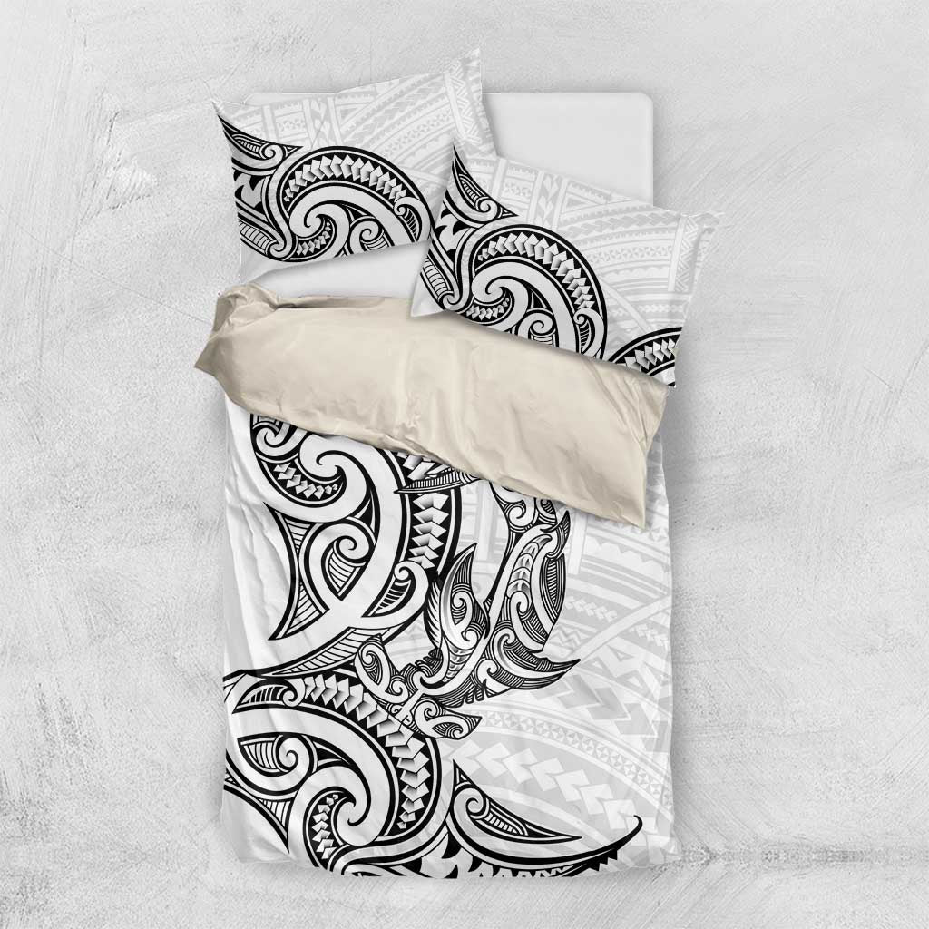 New Zealand Hammerhead Shark Bedding Set Maori Haehae Mangopare White - Vibe Hoodie