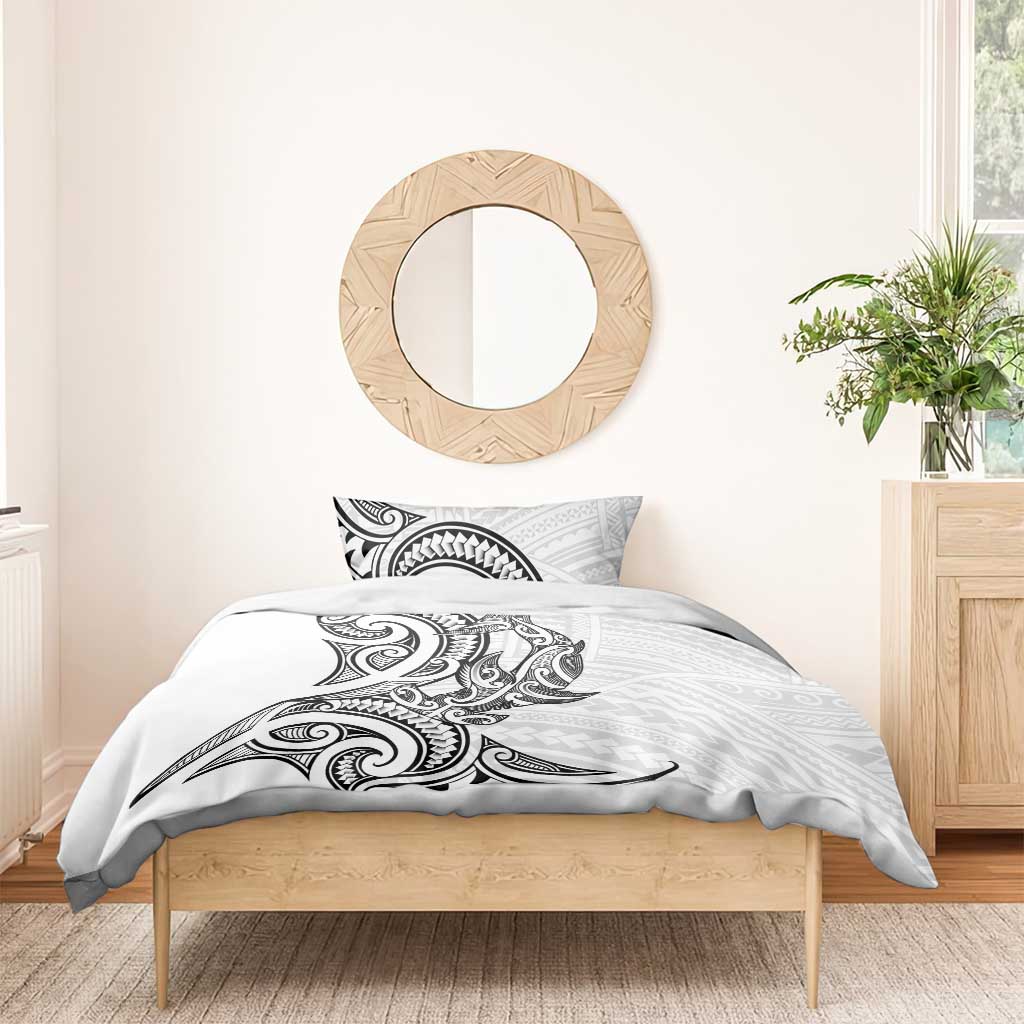 New Zealand Hammerhead Shark Bedding Set Maori Haehae Mangopare White - Vibe Hoodie