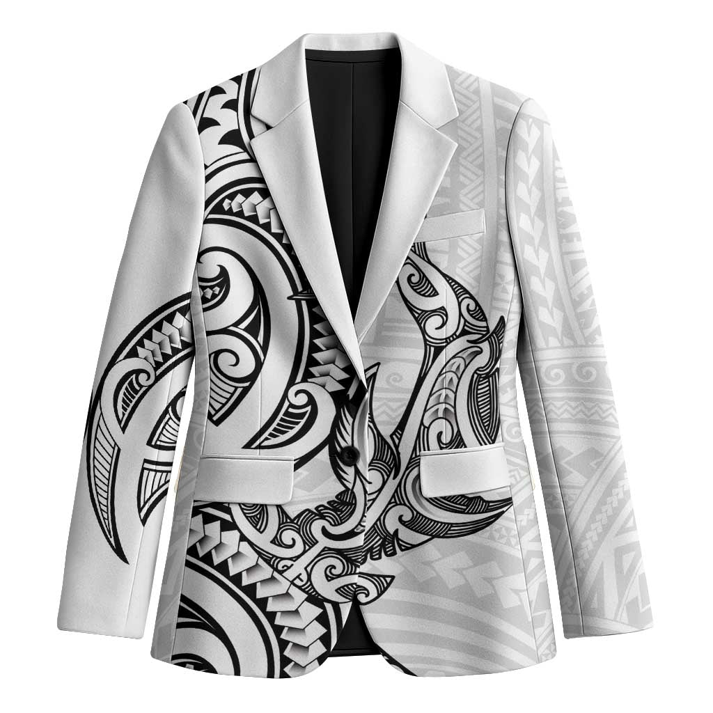 New Zealand Hammerhead Shark Blazer Maori Haehae Mangopare White - Vibe Hoodie