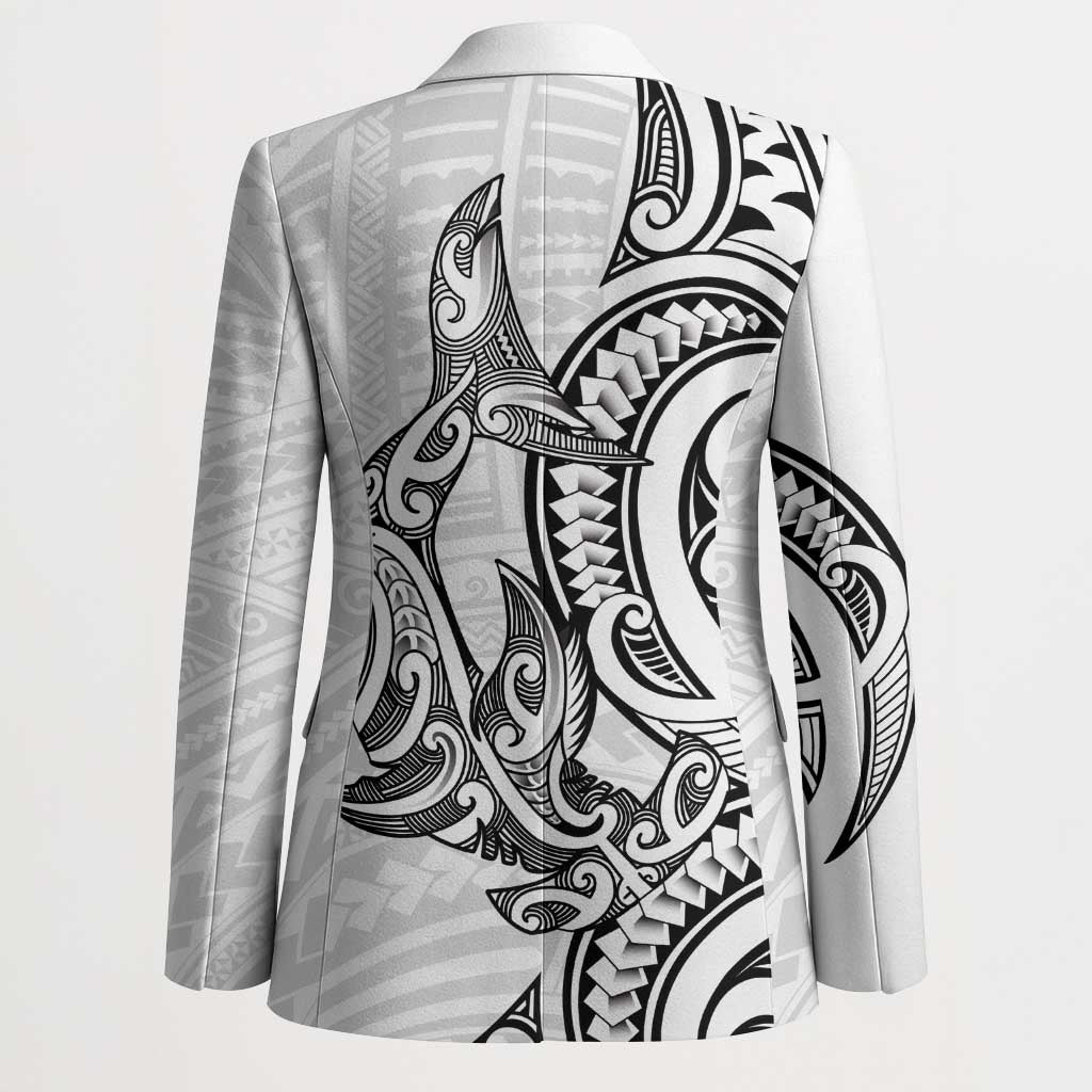 New Zealand Hammerhead Shark Blazer Maori Haehae Mangopare White - Vibe Hoodie