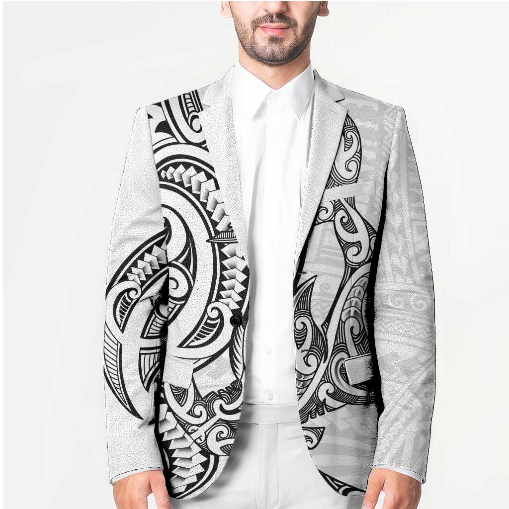 New Zealand Hammerhead Shark Blazer Maori Haehae Mangopare White - Vibe Hoodie