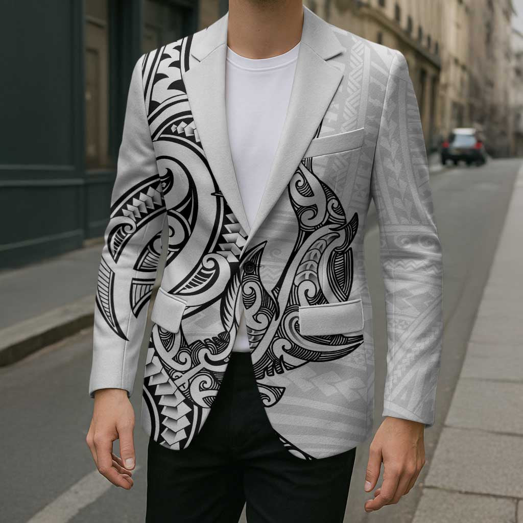 New Zealand Hammerhead Shark Blazer Maori Haehae Mangopare White - Vibe Hoodie