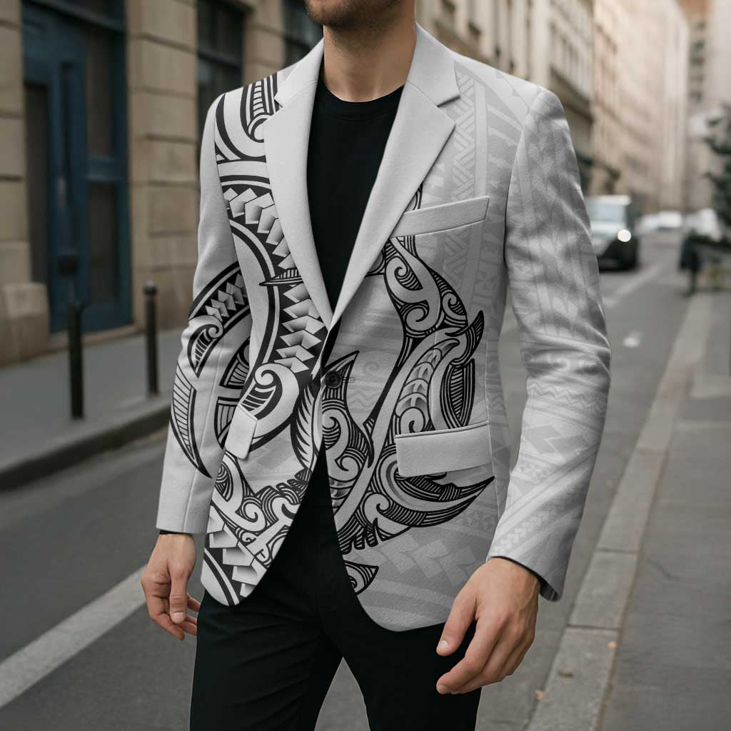 New Zealand Hammerhead Shark Blazer Maori Haehae Mangopare White - Vibe Hoodie