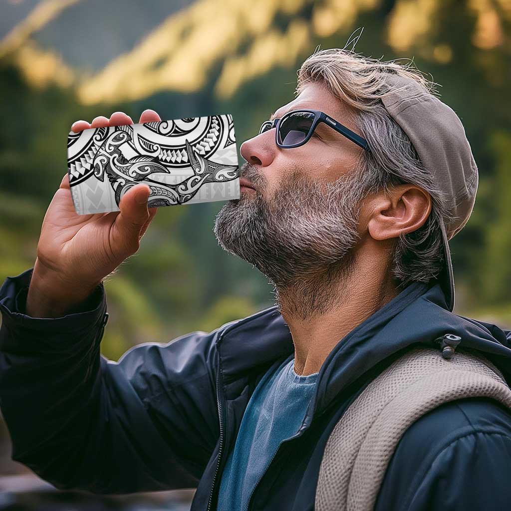 New Zealand Hammerhead Shark 4 in 1 Can Cooler Tumbler Maori Haehae Mangopare White - Vibe Hoodie