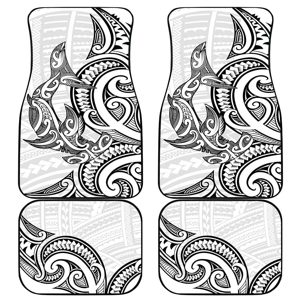 New Zealand Hammerhead Shark Car Mats Maori Haehae Mangopare White - Vibe Hoodie