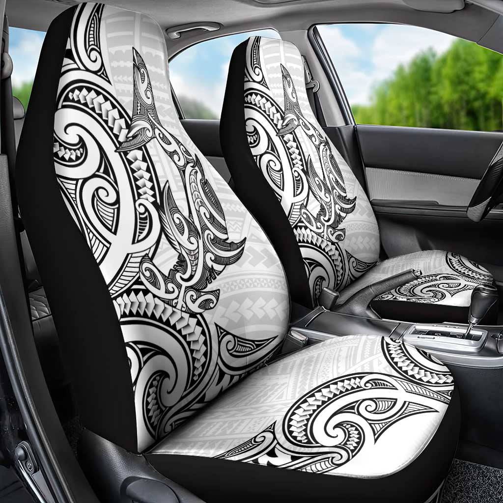 New Zealand Hammerhead Shark Car Seat Cover Maori Haehae Mangopare White - Vibe Hoodie