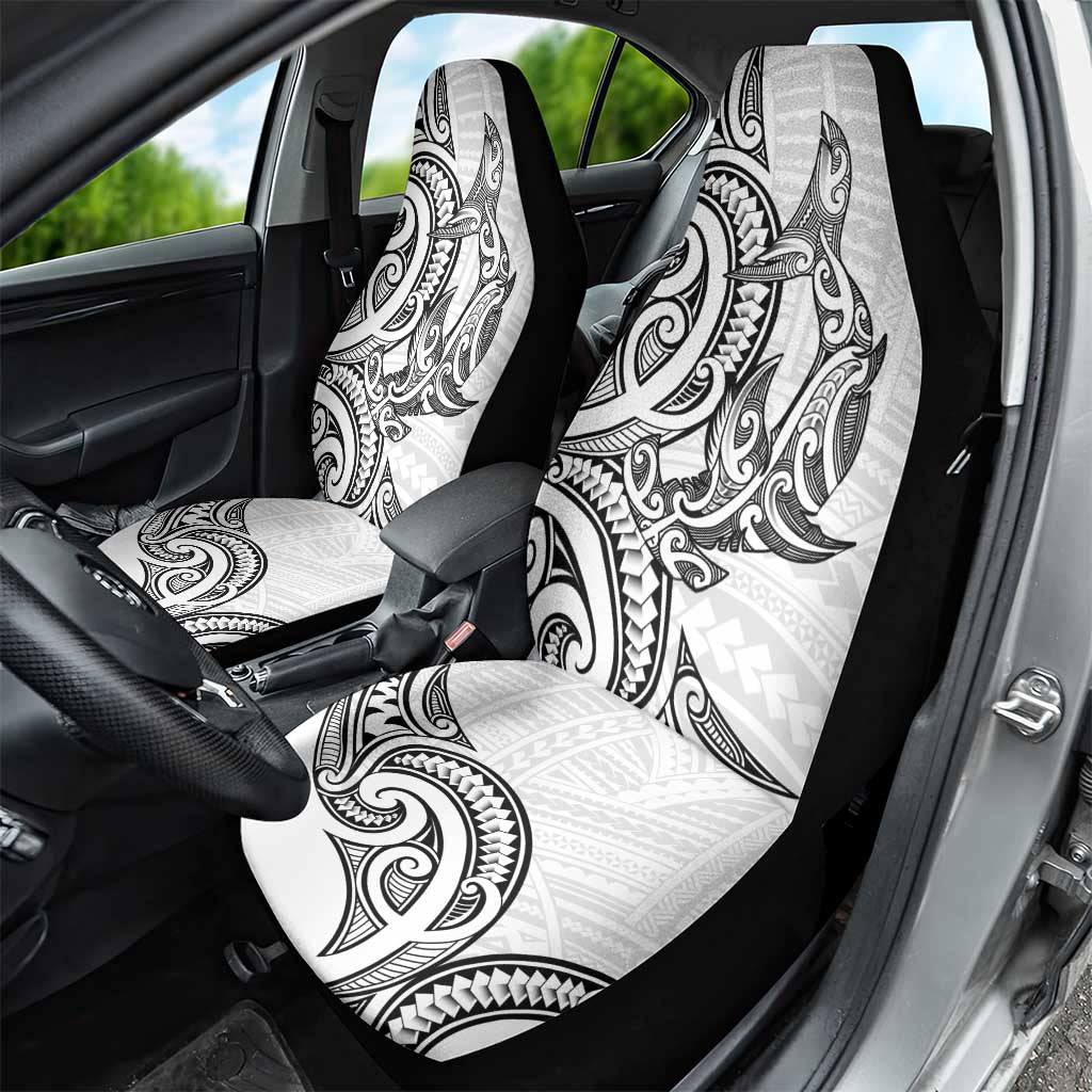 New Zealand Hammerhead Shark Car Seat Cover Maori Haehae Mangopare White - Vibe Hoodie