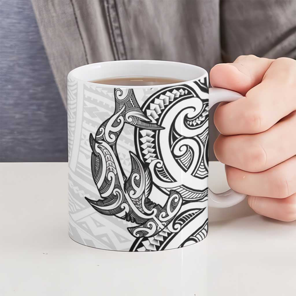 New Zealand Hammerhead Shark Ceramic Mug Maori Haehae Mangopare White - Vibe Hoodie